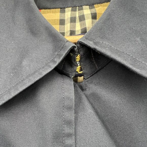 Vintage Burberrys Of London Trench Coat Size 40 Long Navy Blue Belted Pockets - Picture 4 of 16